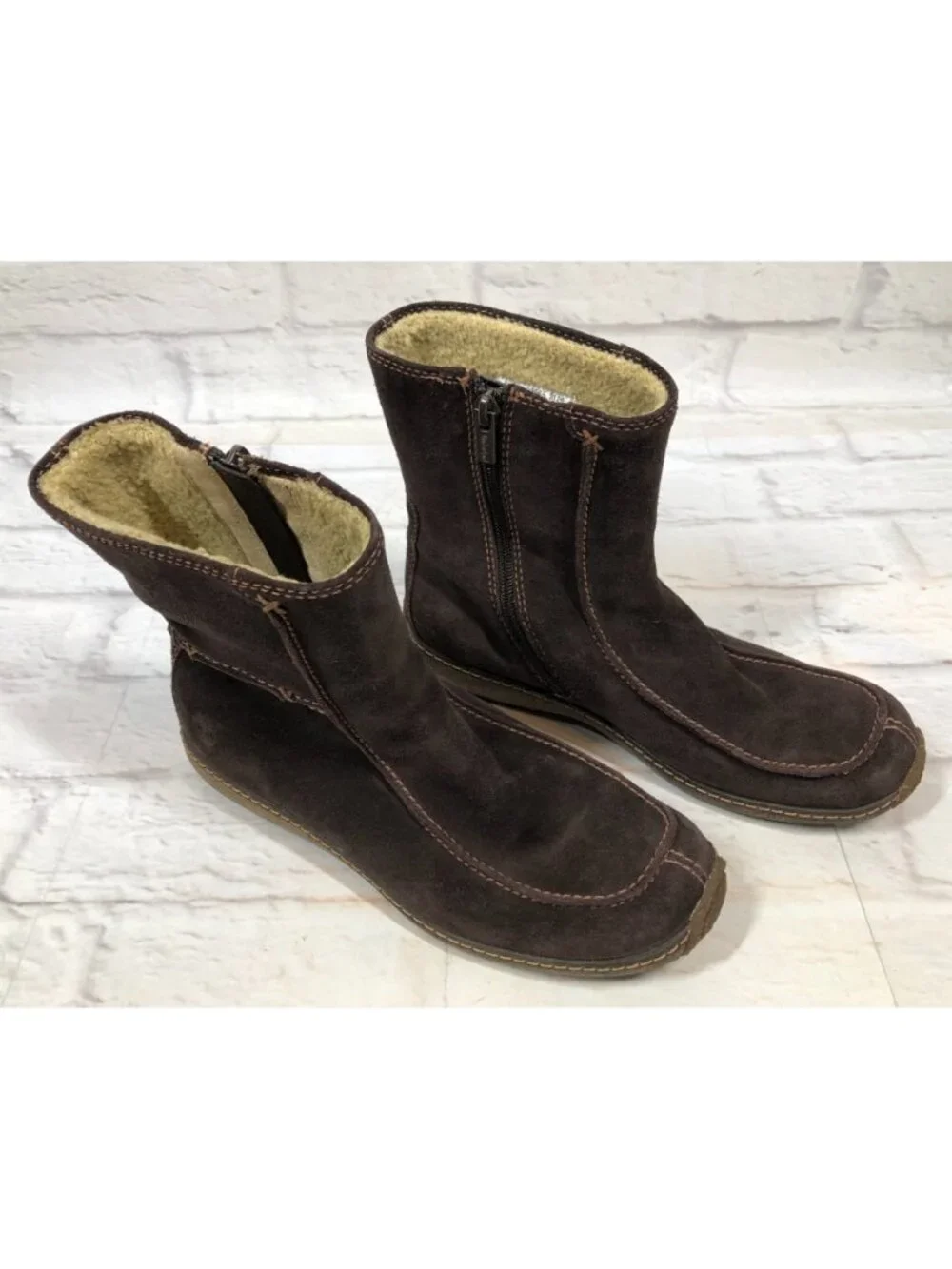Timberland Womens Size 8.5 69365 Brown Suede Winter Boots Zipper Round Toe